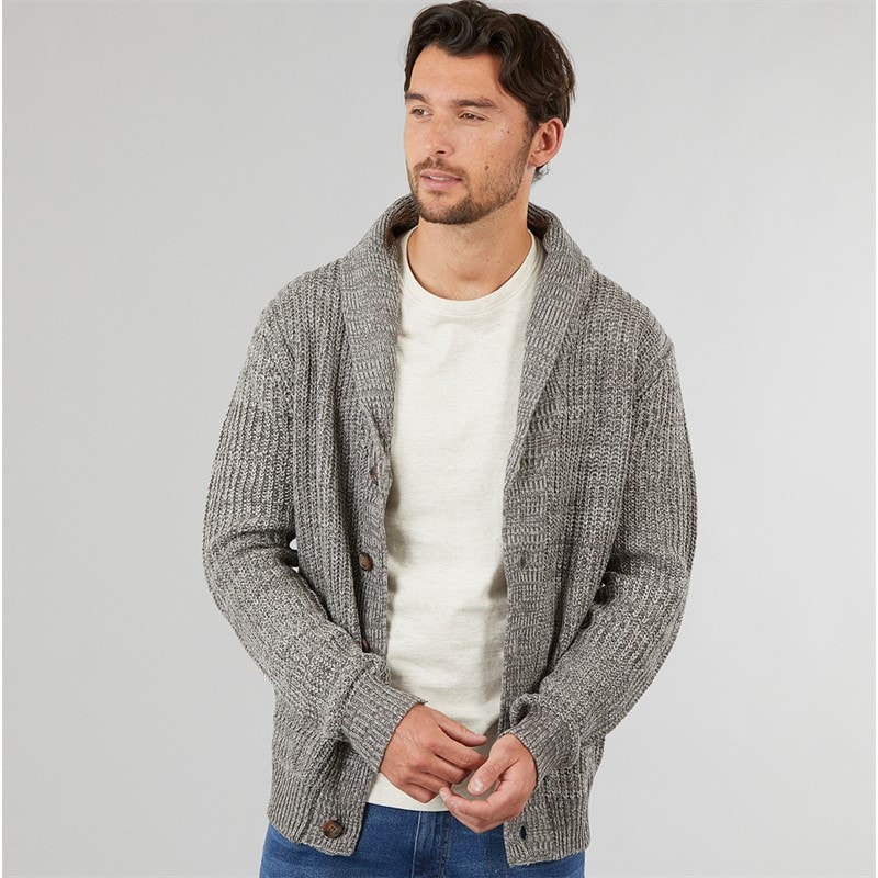 Onfire Mens Shawl Collar Cardigan Grey Twist - Image 1