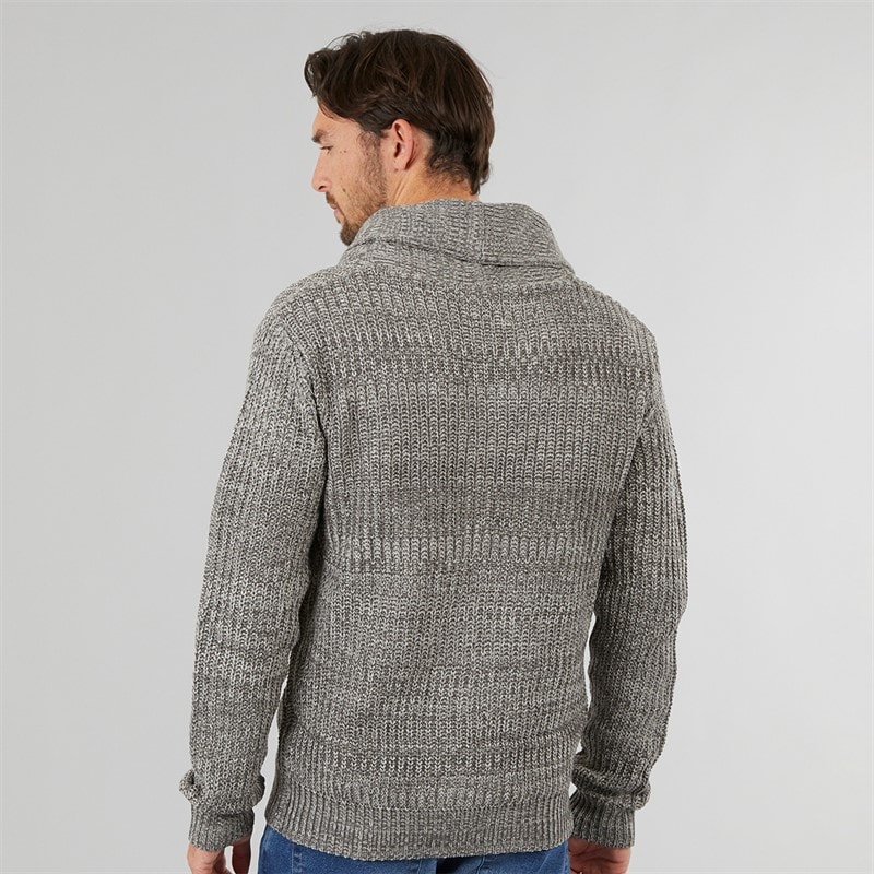 Onfire Mens Shawl Collar Cardigan Grey Twist - Image 2