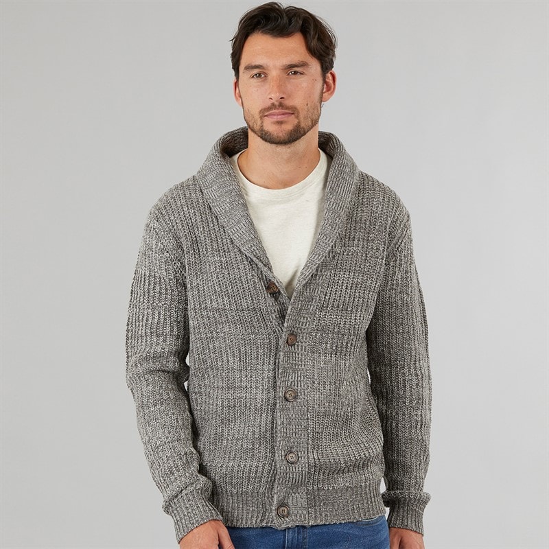 Onfire Mens Shawl Collar Cardigan Grey Twist - Image 3