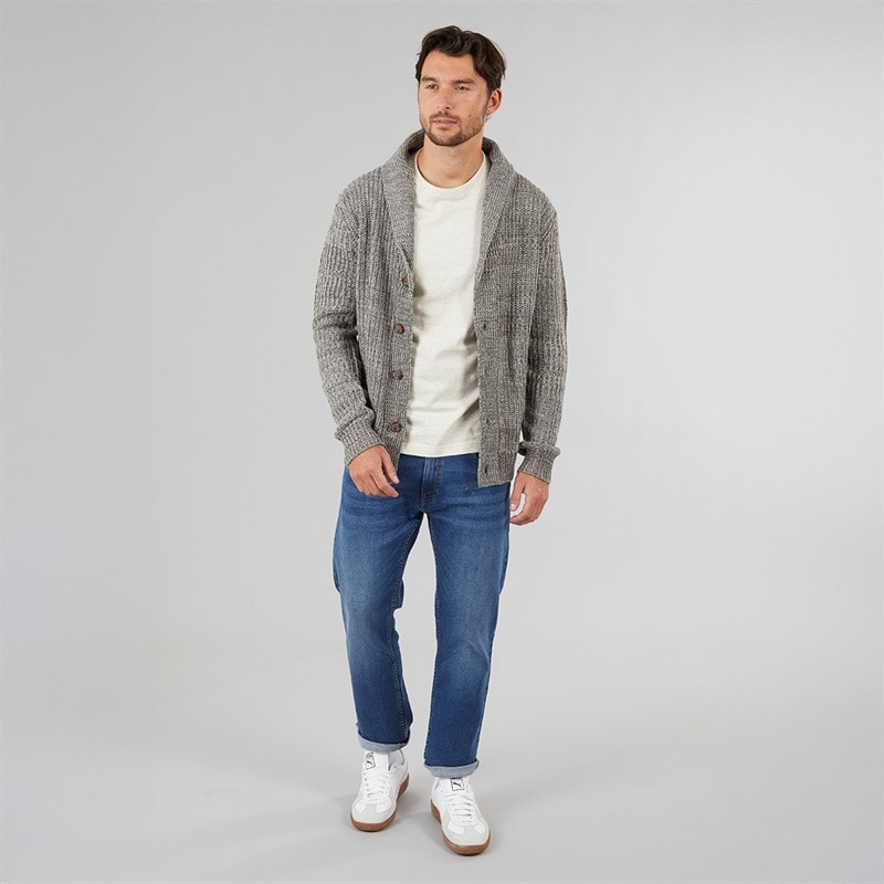 Onfire Mens Shawl Collar Cardigan Grey Twist - Image 4