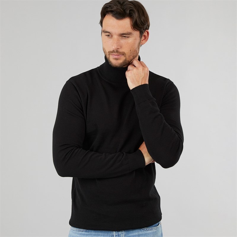 Onfire Mens Roll Neck Sweater Black - Image 1