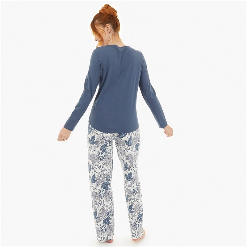 Onfire Womens Long Sleeve AOP Pyjama Set Blue/White - Image 2