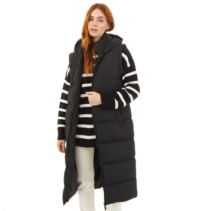 Onfire Womens 2 In 1 Longline Hooded Coat With Detachable Sleeves Black - Image 3