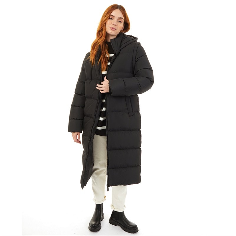 Onfire Womens 2 In 1 Longline Hooded Coat With Detachable Sleeves Black - Image 4