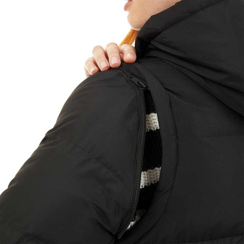 Onfire Womens 2 In 1 Longline Hooded Coat With Detachable Sleeves Black - Image 5