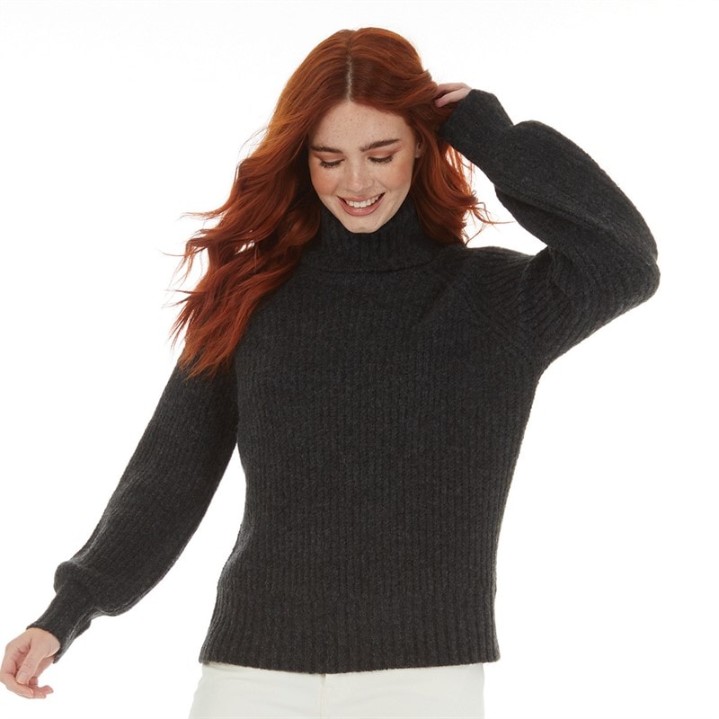Onfire Womens Roll Neck Sweater Charcoal Marl - Image 1
