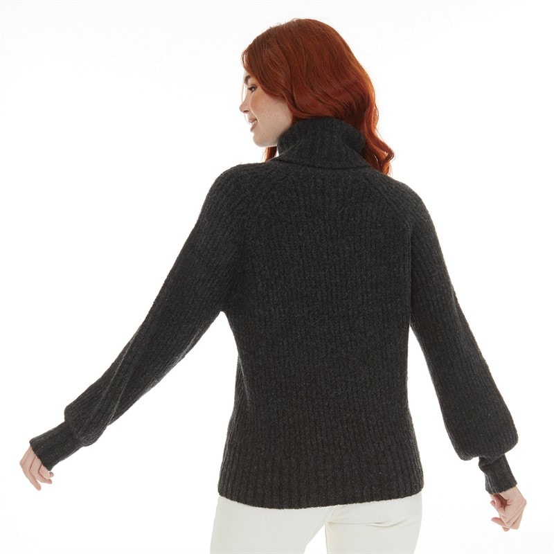 Onfire Womens Roll Neck Sweater Charcoal Marl - Image 2