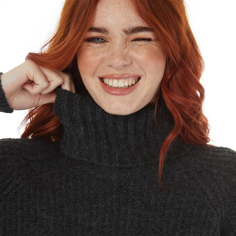Onfire Womens Roll Neck Sweater Charcoal Marl - Image 3