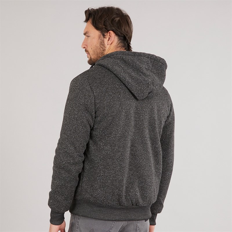 Onfire Mens Fleece Lined Zip Through Hoodie Black - Image 2