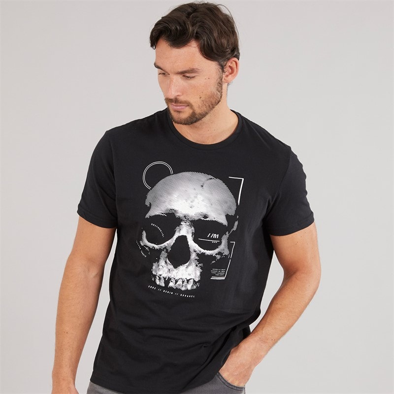Onfire Mens Skull T-Shirt Black