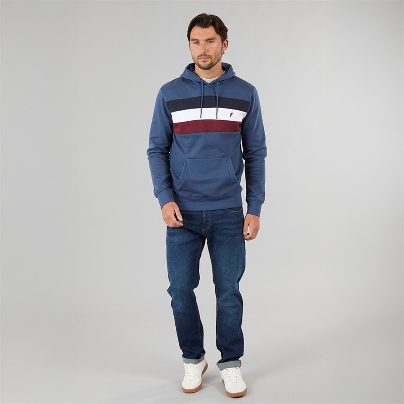 Onfire Mens Chest Stripe Hoodie Dark Denim - Image 3