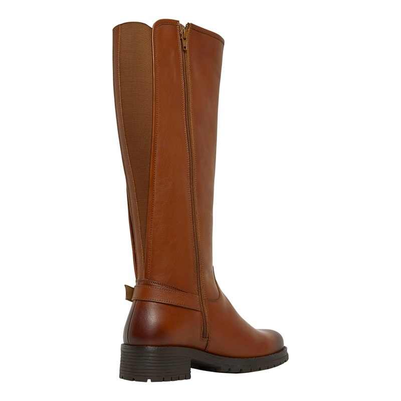 Onfire Womens Knee Length Leather Boots Tan - Image 4