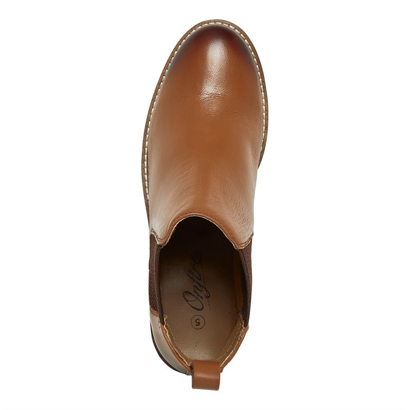 Onfire Womens Leather Chelsea Boots Tan - Image 4