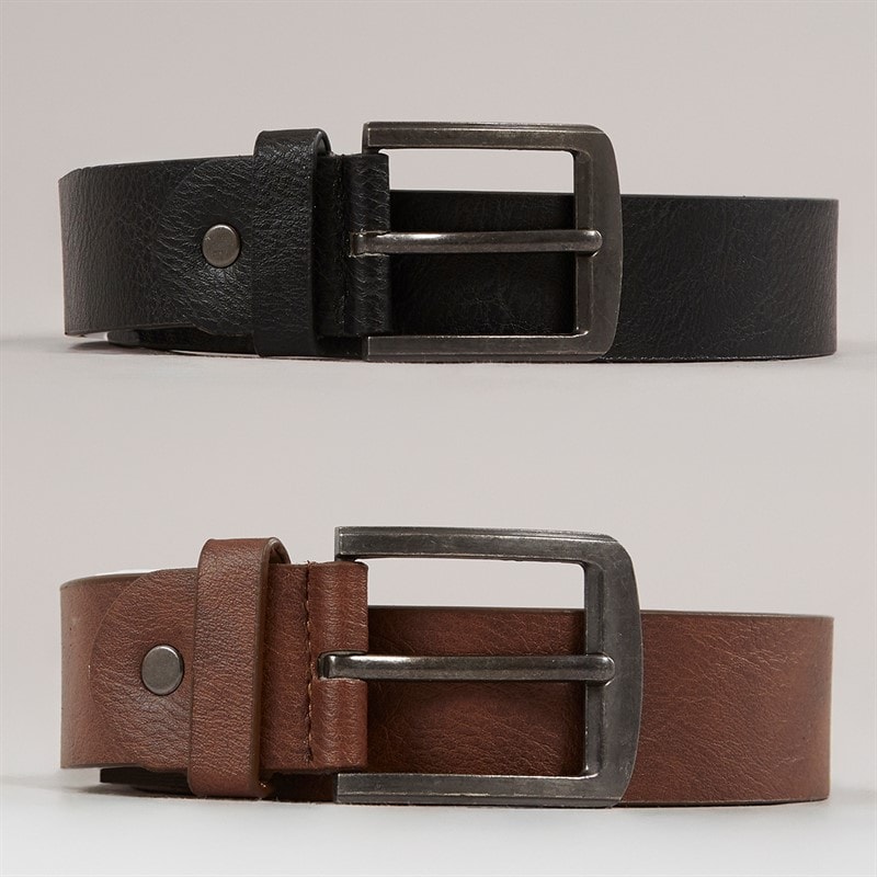 Onfire Mens Two Pack Bonded Leather Belts Black/Brown