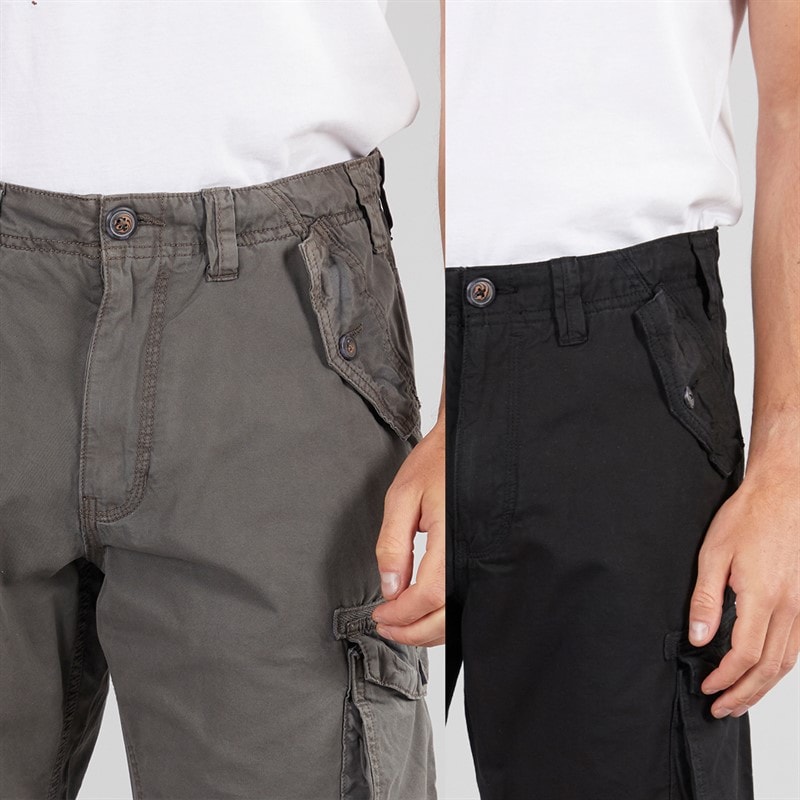Onfire Mens Two Pack Cargo Shorts Black/Grey - Image 3