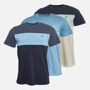 Onfire Mens Three Pack Colour Block T-Shirts Navy/Blue