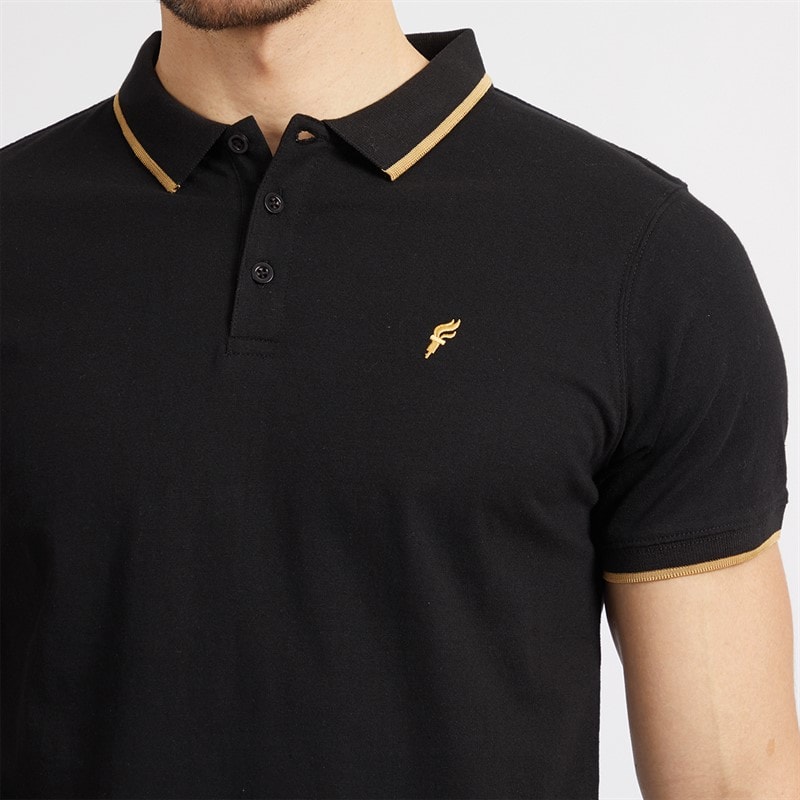 Onfire Mens Three Pack Tipped Jersey Polo Shirts White/Black/Navy - Image 5