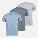 Onfire Mens Geo Print Three Pack Polo Shirts Blue