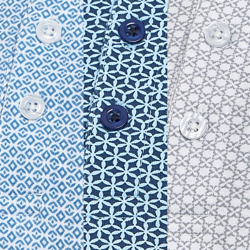 Onfire Mens Geo Print Three Pack Polo Shirts Blue - Image 2