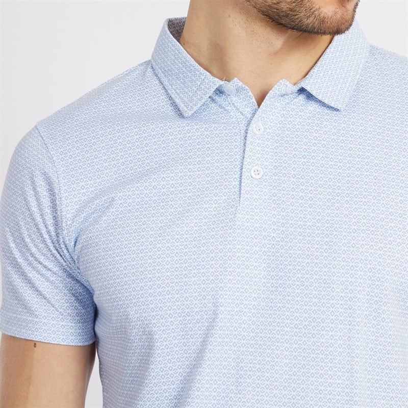 Onfire Mens Geo Print Three Pack Polo Shirts Blue - Image 5