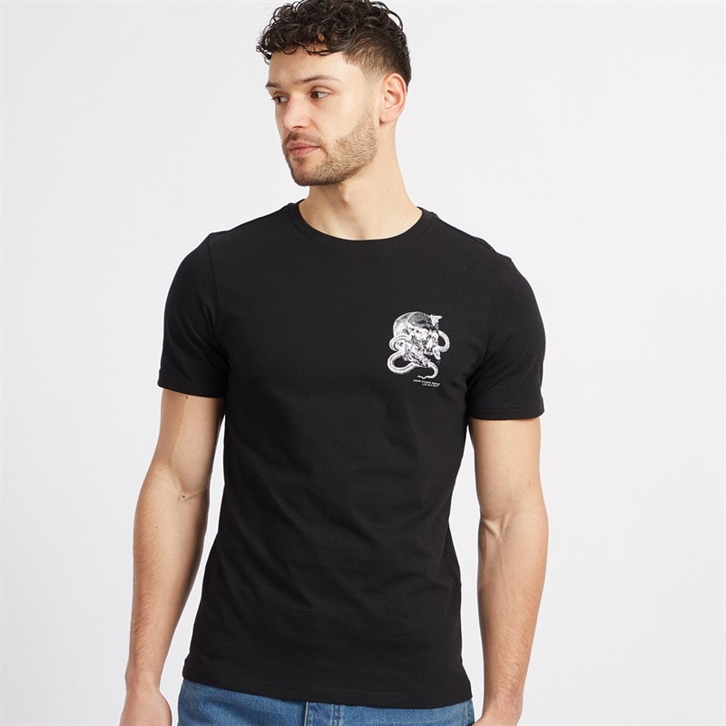 Onfire Mens Skull T-Shirt Black - Image 2
