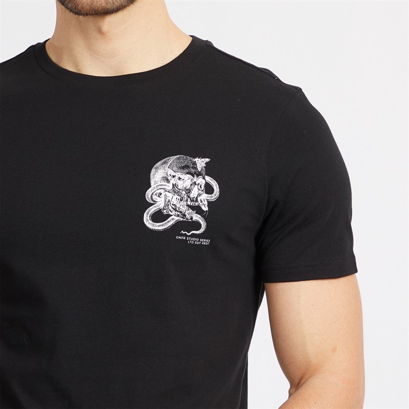 Onfire Mens Skull T-Shirt Black - Image 3
