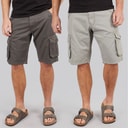 Onfire Mens Two Pack Cargo Shorts Light Grey/Grey