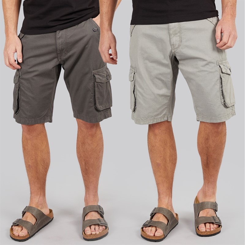Onfire Mens Two Pack Cargo Shorts Light Grey/Grey