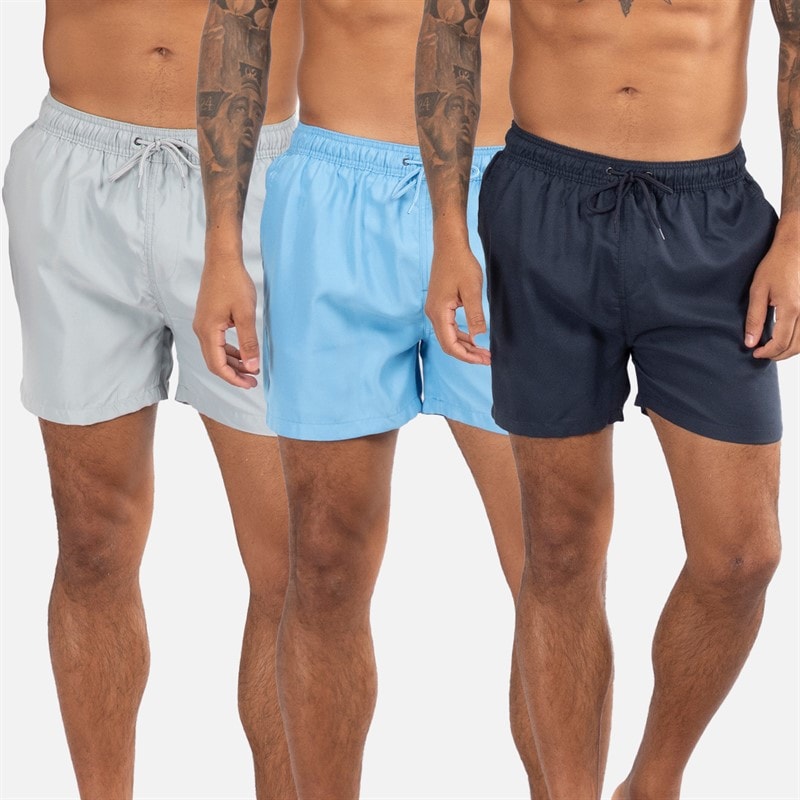 Onfire Mens Three Pack Swim Shorts Navy/Aqua/Light Grey