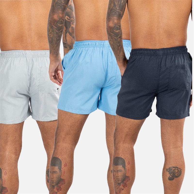 Onfire Mens Three Pack Swim Shorts Navy/Aqua/Light Grey - Image 2