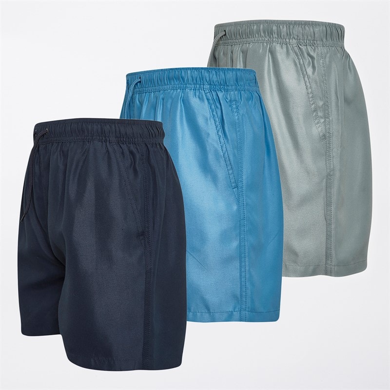 Onfire Mens Three Pack Swim Shorts Navy/Aqua/Light Grey - Image 3