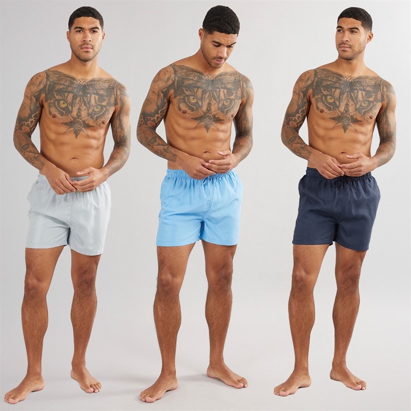 Onfire Mens Three Pack Swim Shorts Navy/Aqua/Light Grey - Image 4