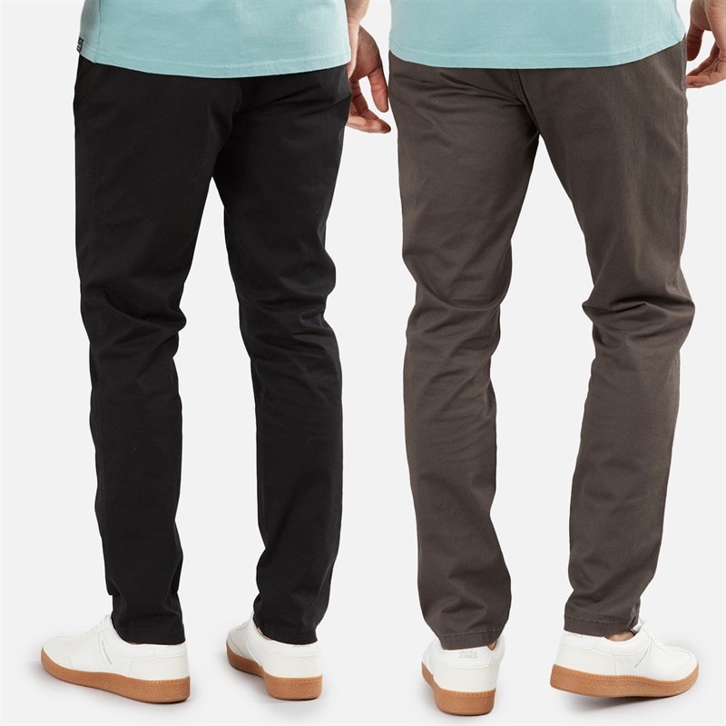 Onfire Mens Two Pack Slim Fit Chino Trousers Black/Charcoal - Image 2