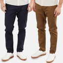 Onfire Mens Two Pack Slim Fit Chino Trousers Navy/Cinnamon