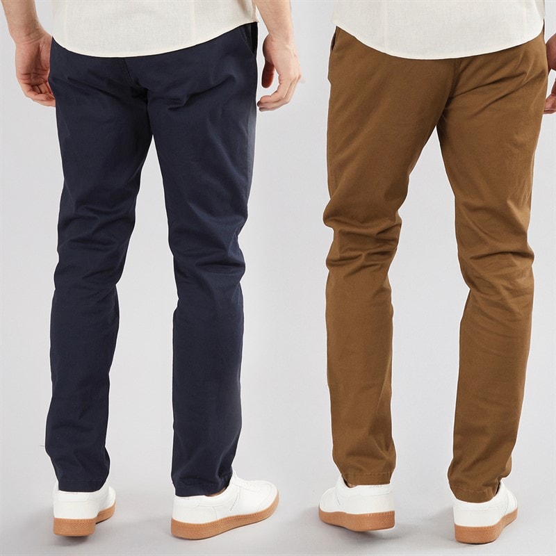 Onfire Mens Two Pack Slim Fit Chino Trousers Navy/Cinnamon - Image 2