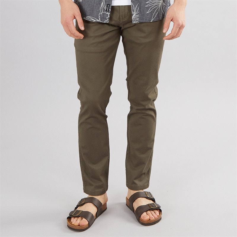 Onfire Mens Slim Fit Chino Trousers Khaki