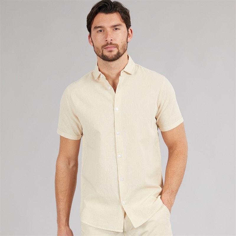 Onfire Mens Linen Shirt Stone