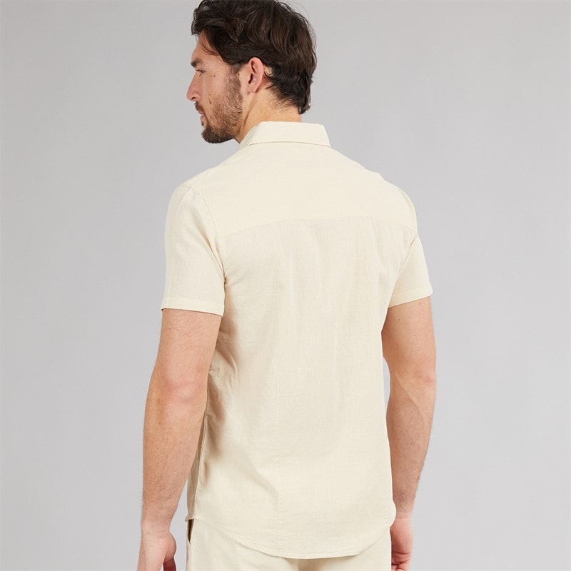 Onfire Mens Linen Shirt Stone - Image 2