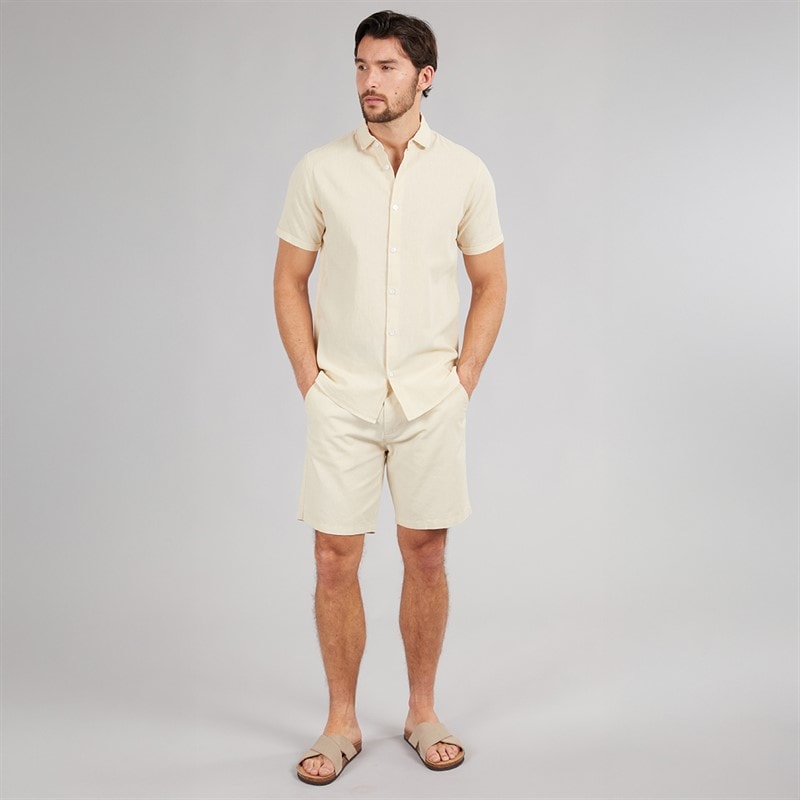 Onfire Mens Linen Shirt Stone - Image 3