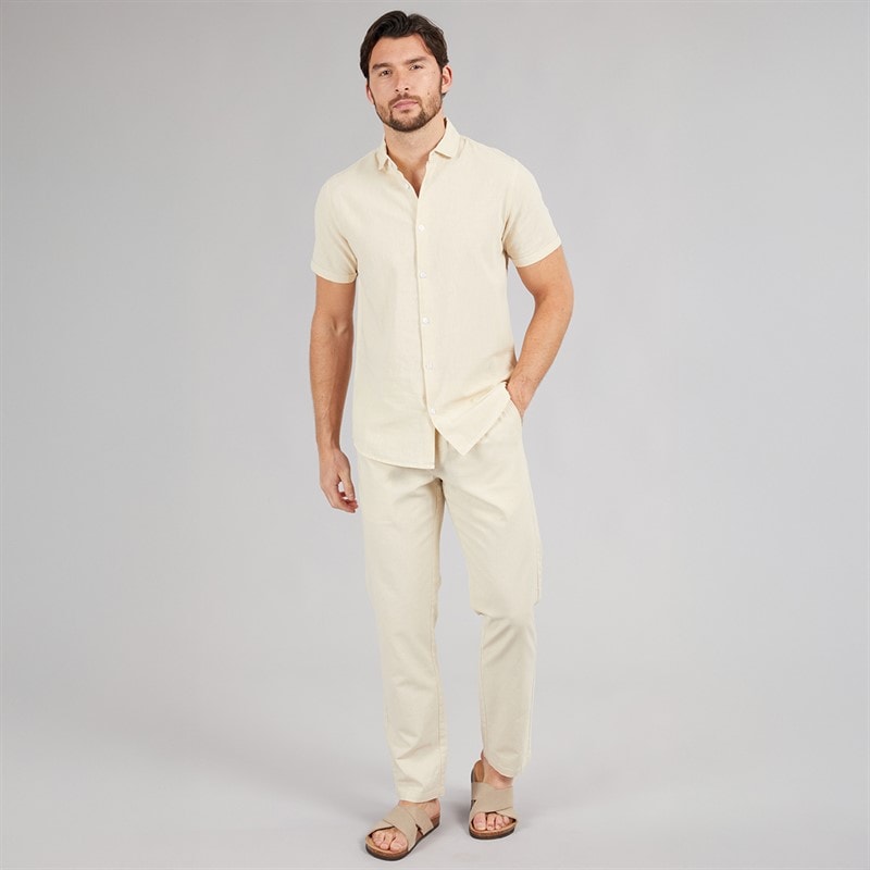 Onfire Mens Linen Trousers Stone - Image 3