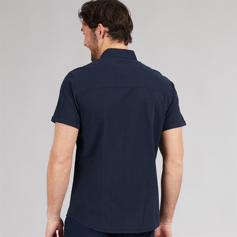 Onfire Mens Linen Shirt Navy - Image 2