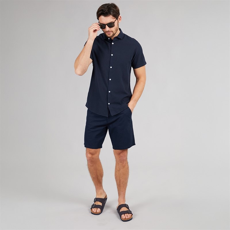 Onfire Mens Linen Shirt Navy - Image 3