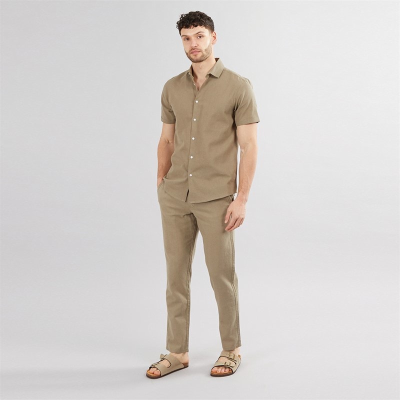 Onfire Mens Linen Shirt Khaki - Image 3