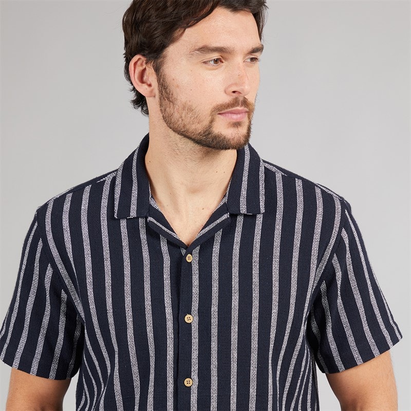 Onfire Mens Striped Shirt Navy - Image 3