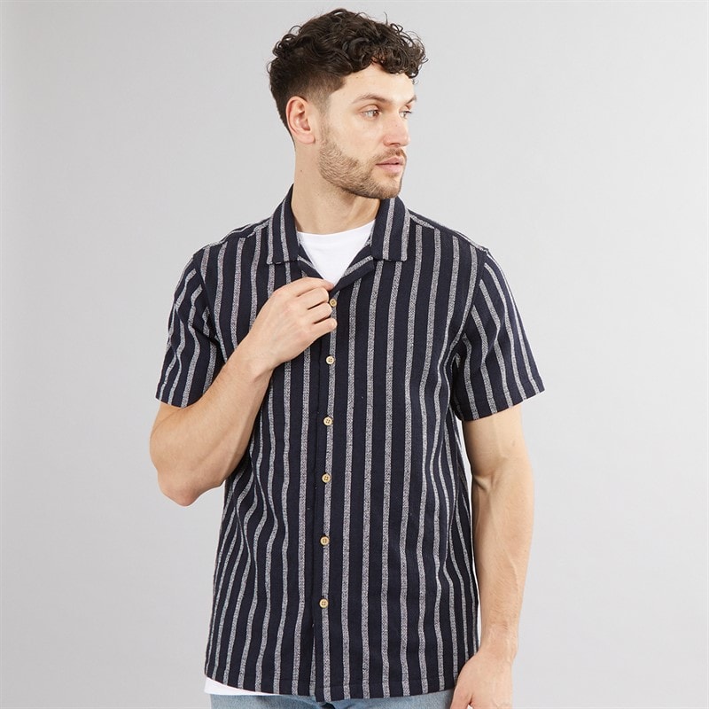 Onfire Mens Striped Shirt Navy - Image 5