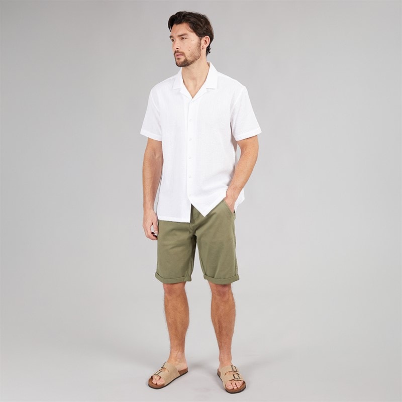 Onfire Mens Seersucker Revere Collar Shirt White - Image 4