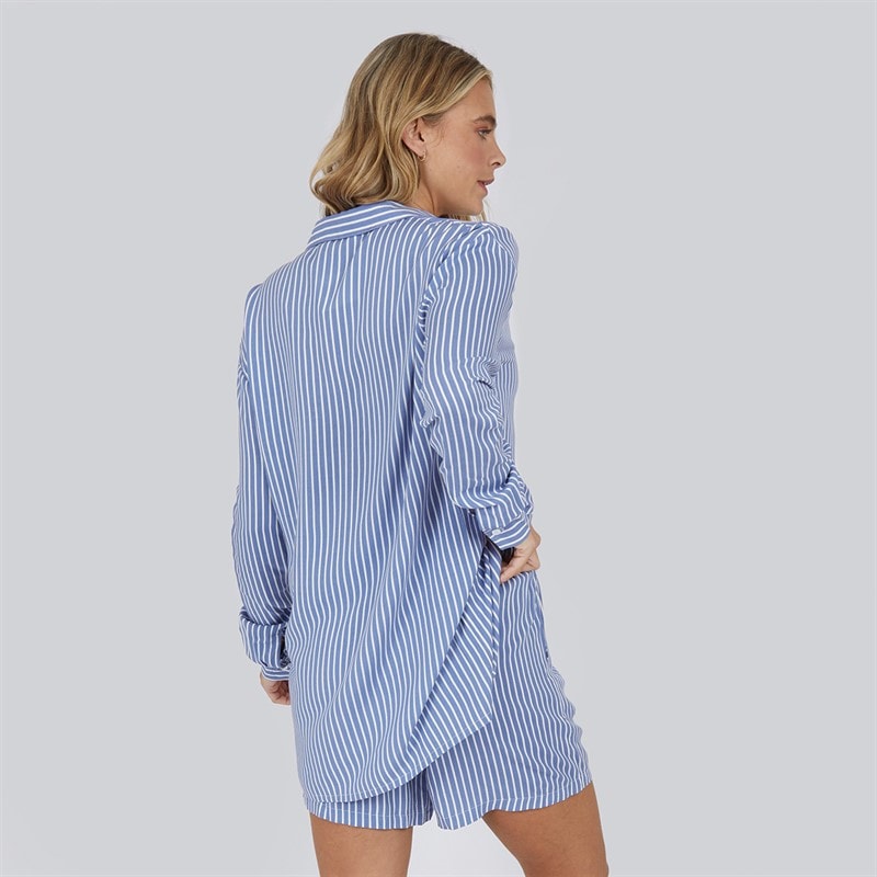 Onfire Womens Striped Shirt And Shorts Set Blue/White - Image 2