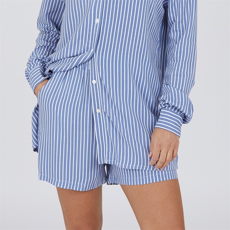 Onfire Womens Striped Shirt And Shorts Set Blue/White - Image 3