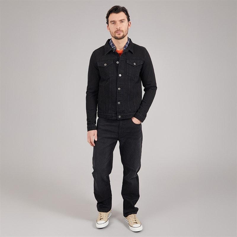 Onfire Mens Denim Jacket Black - Image 4