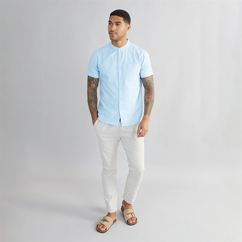 Onfire Mens Dobby Collarless Shirt Light Blue - Image 4